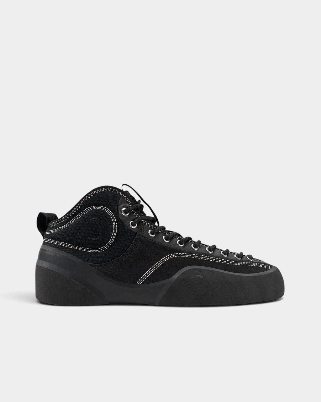 Lockwood Avenue Village PM 1PM MID black leather and suede skate shoes with padded collar and rubber sole