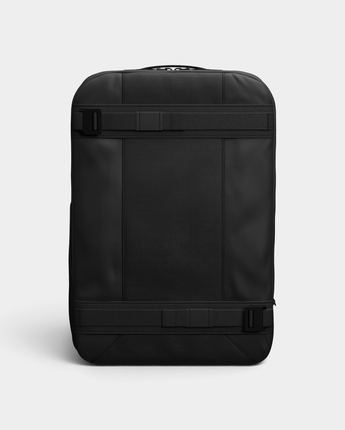 Lockwood Avenue DB Journey 20L black skateboarding daypack with reinforced Rib-Cage Construction and board straps.