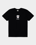 Lockwood Avenue black cotton t-shirt featuring a white cartoon cat graphic and Think Big Read Jenkem text