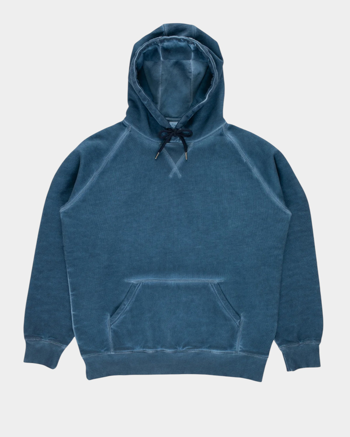 Lockwood Avenue Pop Trading Company heavyweight blue cotton hoodie with raglan sleeves and kangaroo pocket