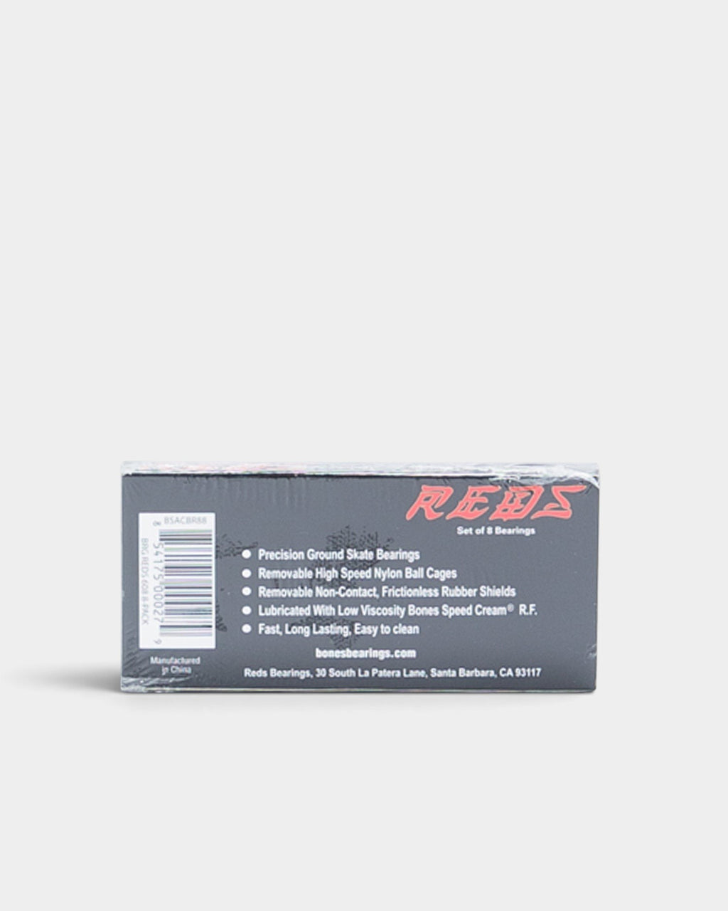 Lockwood Avenue Bones Reds skateboard bearings in original packaging with product specifications listed