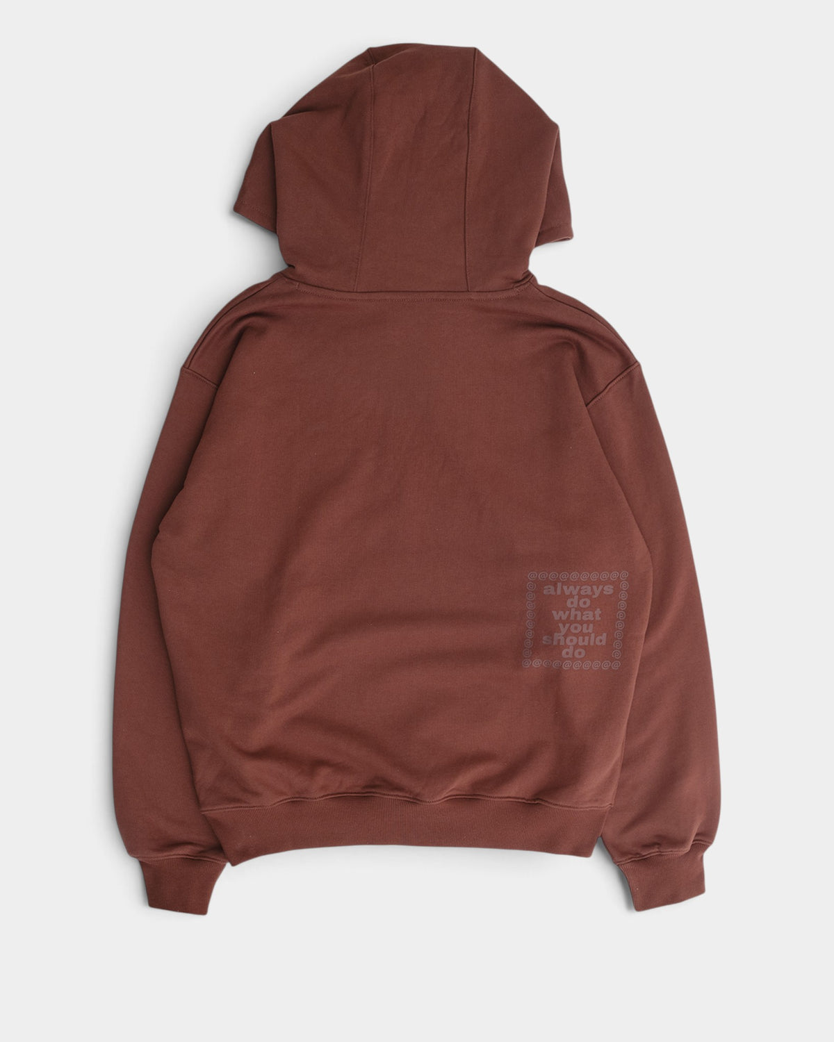Lockwood Avenue brown cotton hoodie featuring a subtle back graphic from always do what you should do
