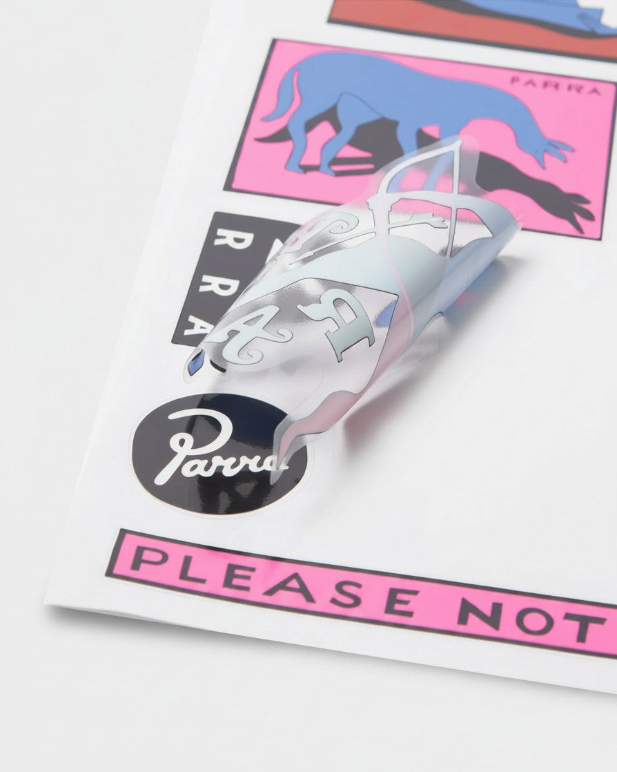 Lockwood Avenue by Parra vinyl sticker sheet featuring colourful die-cut artwork and logos on a white backing