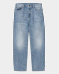 Lockwood Avenue Carhartt Aaron stone bleached denim pants with a loose tapered fit and five-pocket design.
