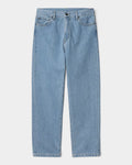 Lockwood Avenue Carhartt Aaron pants in stone bleached light blue denim with a loose tapered fit and five-pocket style