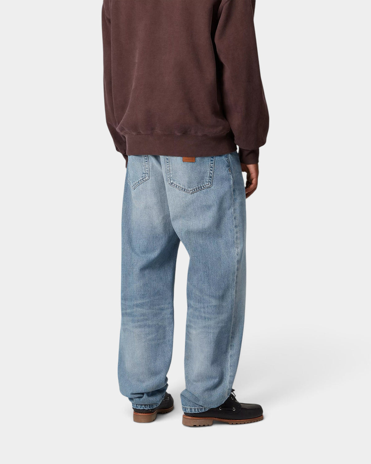 Lockwood Avenue Carhartt Aaron loose fit tapered jeans in stone bleached denim with back pocket square label