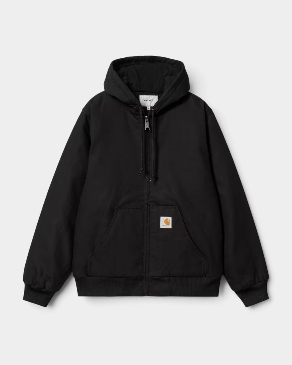 Lockwood Avenue Carhartt black Dearborn Canvas active winter jacket with hood, kangaroo pocket, and Thinsulate lining.