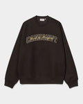 Lockwood Avenue Carhartt Big School crewneck sweatshirt in black with embroidered graphic patches and ribbed trims