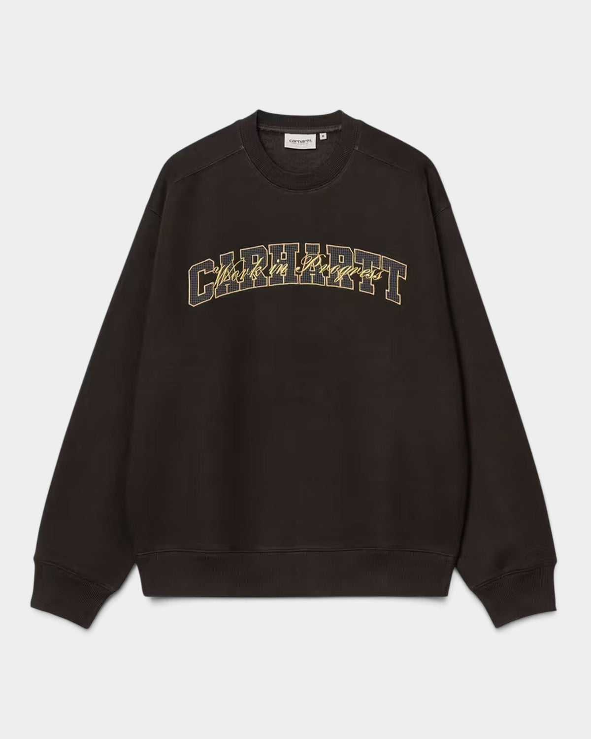 Lockwood Avenue Carhartt Big School crewneck sweatshirt in black with embroidered graphic patches and ribbed trims