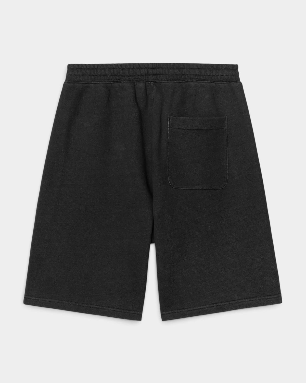 Lockwood Avenue Carhartt Ingo black cotton sweat shorts with elasticated waistband and back pocket, rear view.