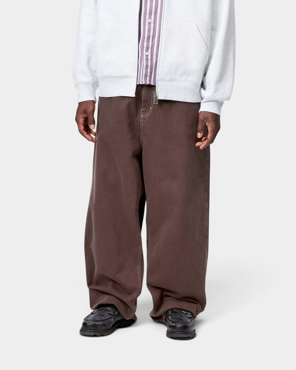 Lockwood Avenue Carhartt Brandon loose fit brown denim pants with contrast stitching and five-pocket design