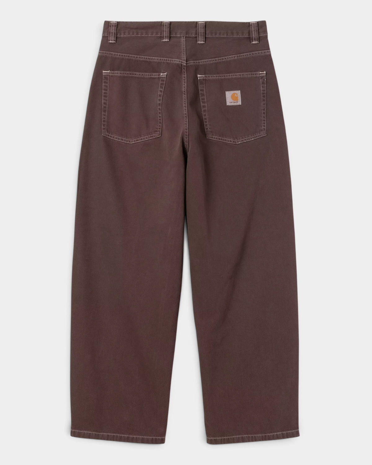 Lockwood Avenue Carhartt Brandon loose straight fit brown denim pants with back pockets and square logo label