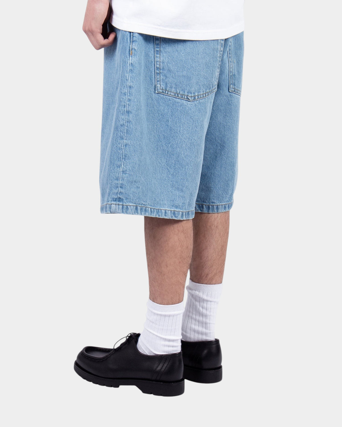 Lockwood Avenue Carhartt Brandon light blue stone-bleached denim shorts with a loose fit and back pocket square label