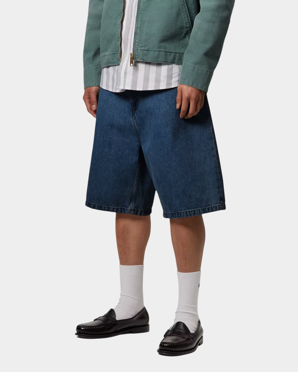 Lockwood Avenue Carhartt Brandon loose fit denim shorts in stone bleached blue cotton with five-pocket design