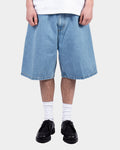 Lockwood Avenue Carhartt Brandon shorts in light blue stone-bleached denim with a loose fit and five-pocket design.