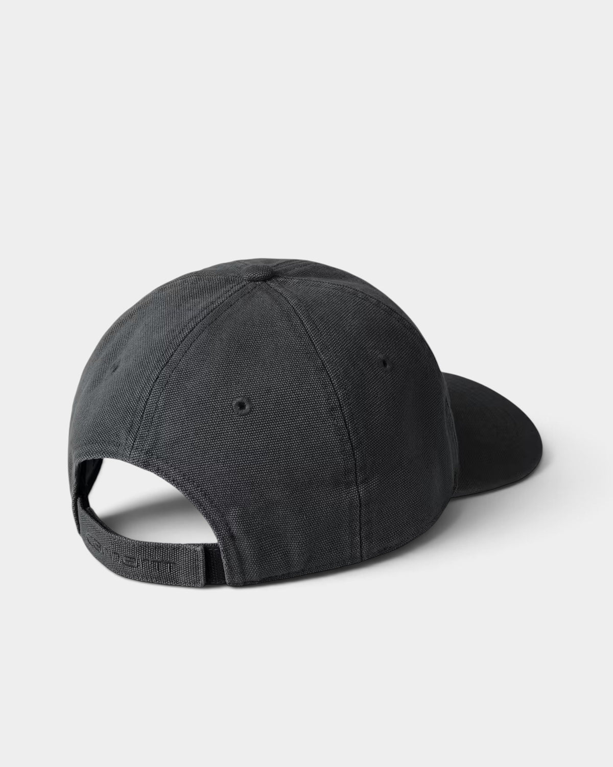 Lockwood Avenue Carhartt canvas cap in washed black cotton with an adjustable back strap and curved peak.