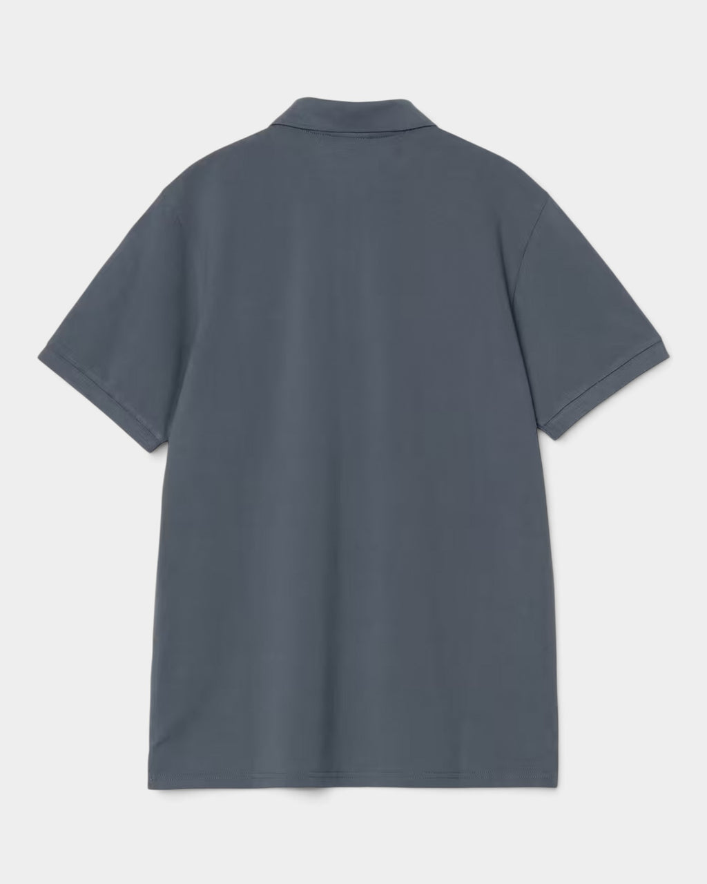 Back view of a grey Carhartt Chase Pique Polo shirt made from cotton piqué fabric, sold by Lockwood Avenue.