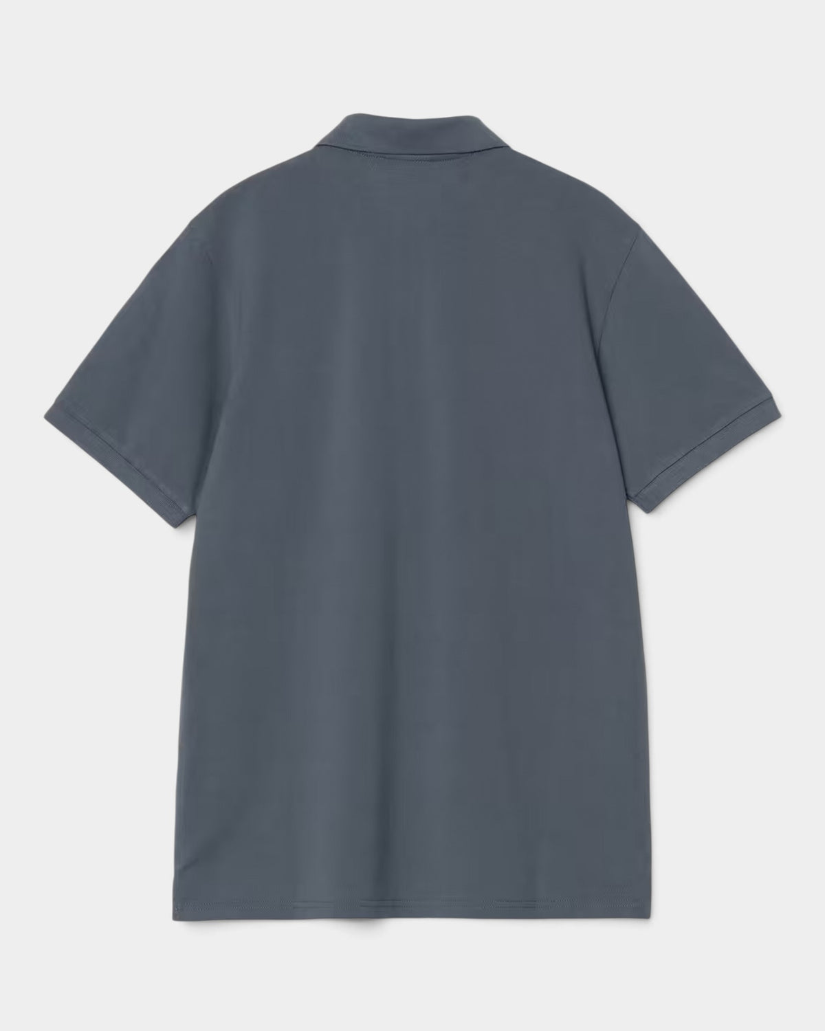 Back view of a grey Carhartt Chase Pique Polo shirt made from cotton piqué fabric, sold by Lockwood Avenue.