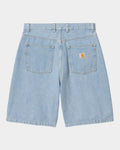 Lockwood Avenue Carhartt Brandon light wash denim shorts with a loose fit and square logo patch on the back pocket.