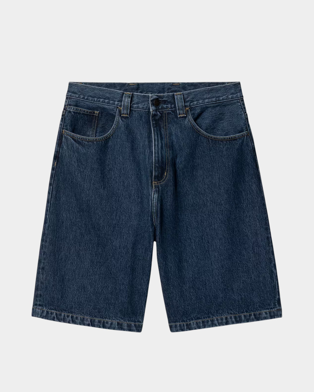 Lockwood Avenue Carhartt Brandon loose fit denim shorts in dark blue cotton with a five-pocket design.