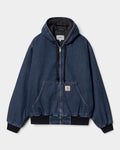 Lockwood Avenue Carhartt OG Active winter jacket in dark midnight organic denim with fleece lining and hood