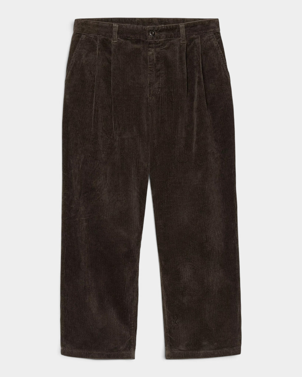 Lockwood Avenue Carhartt Evan dark brown corduroy trousers with double front pleats and a loose tapered fit