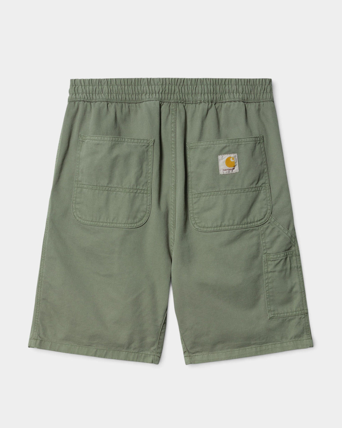 Lockwood Avenue Carhartt Flint organic cotton twill shorts in olive green with back pockets and square logo label