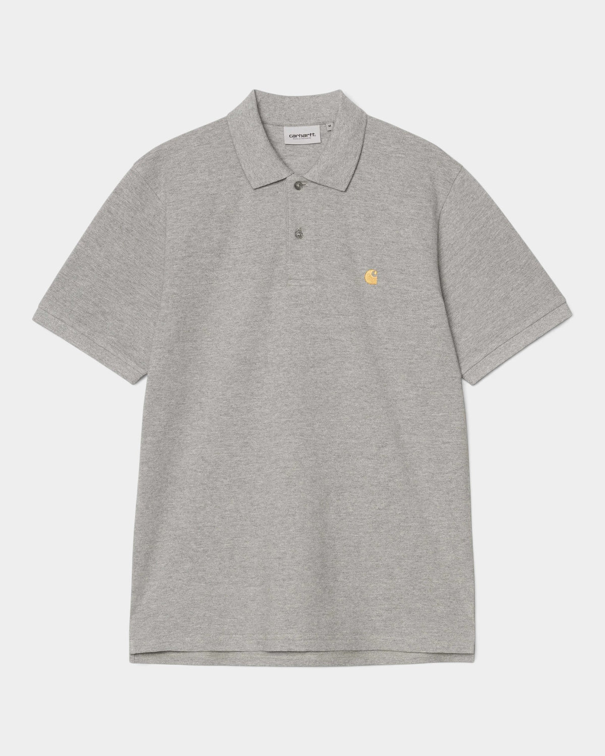 Lockwood Avenue Carhartt Chase Pique Polo in grey cotton with a two-button placket and embroidered logo on the chest.