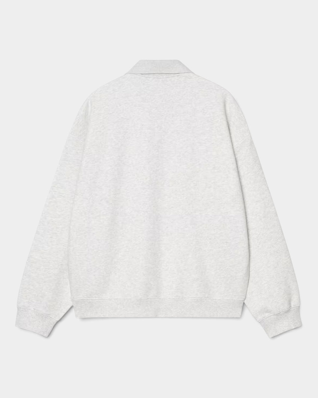 Lockwood Avenue Carhartt Label Polo Sweatshirt in grey heavyweight cotton with a loose balloon fit and back view.