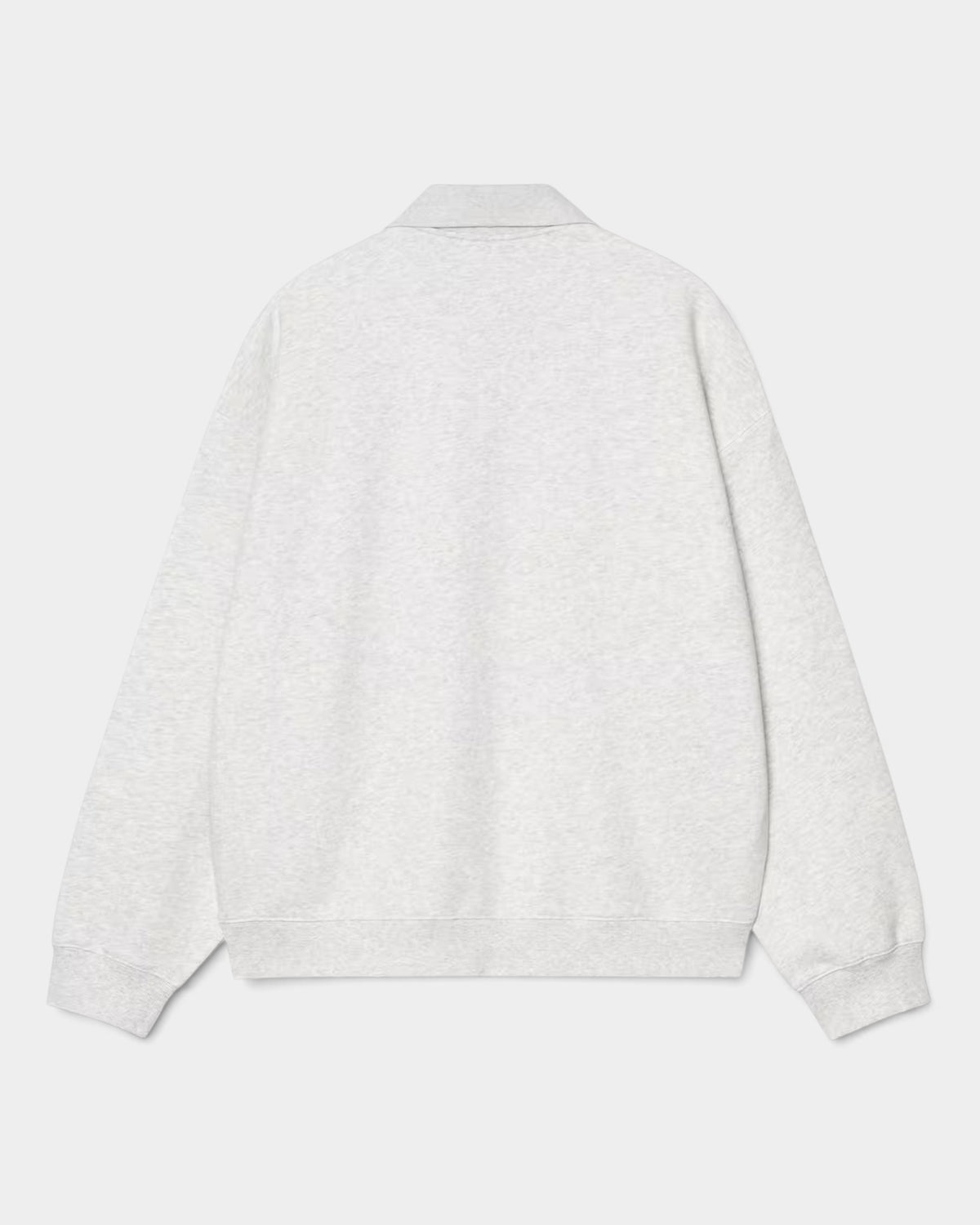 Lockwood Avenue Carhartt Label Polo Sweatshirt in grey heavyweight cotton with a loose balloon fit and back view.