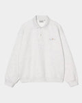 Lockwood Avenue Carhartt Label Polo Sweatshirt in heather grey cotton with a balloon fit and chest embroidery