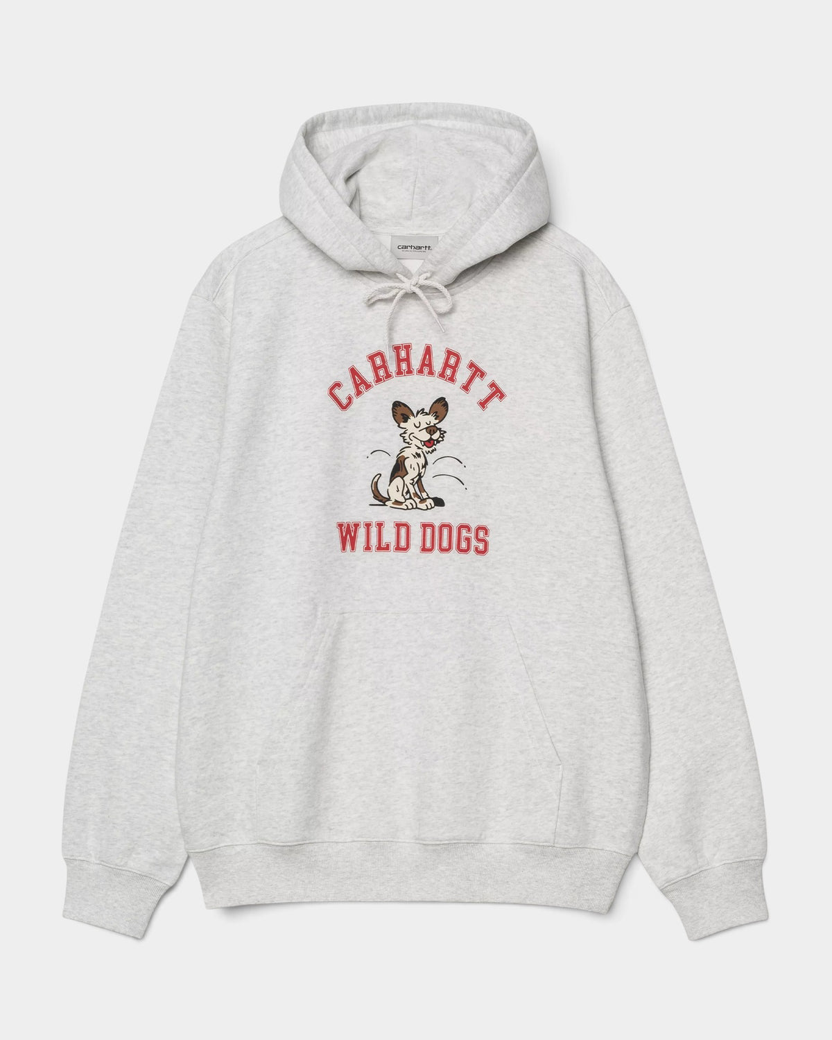 Lockwood Avenue Carhartt grey heavyweight cotton loopback hoodie with Wild Dog graphic print and kangaroo pocket