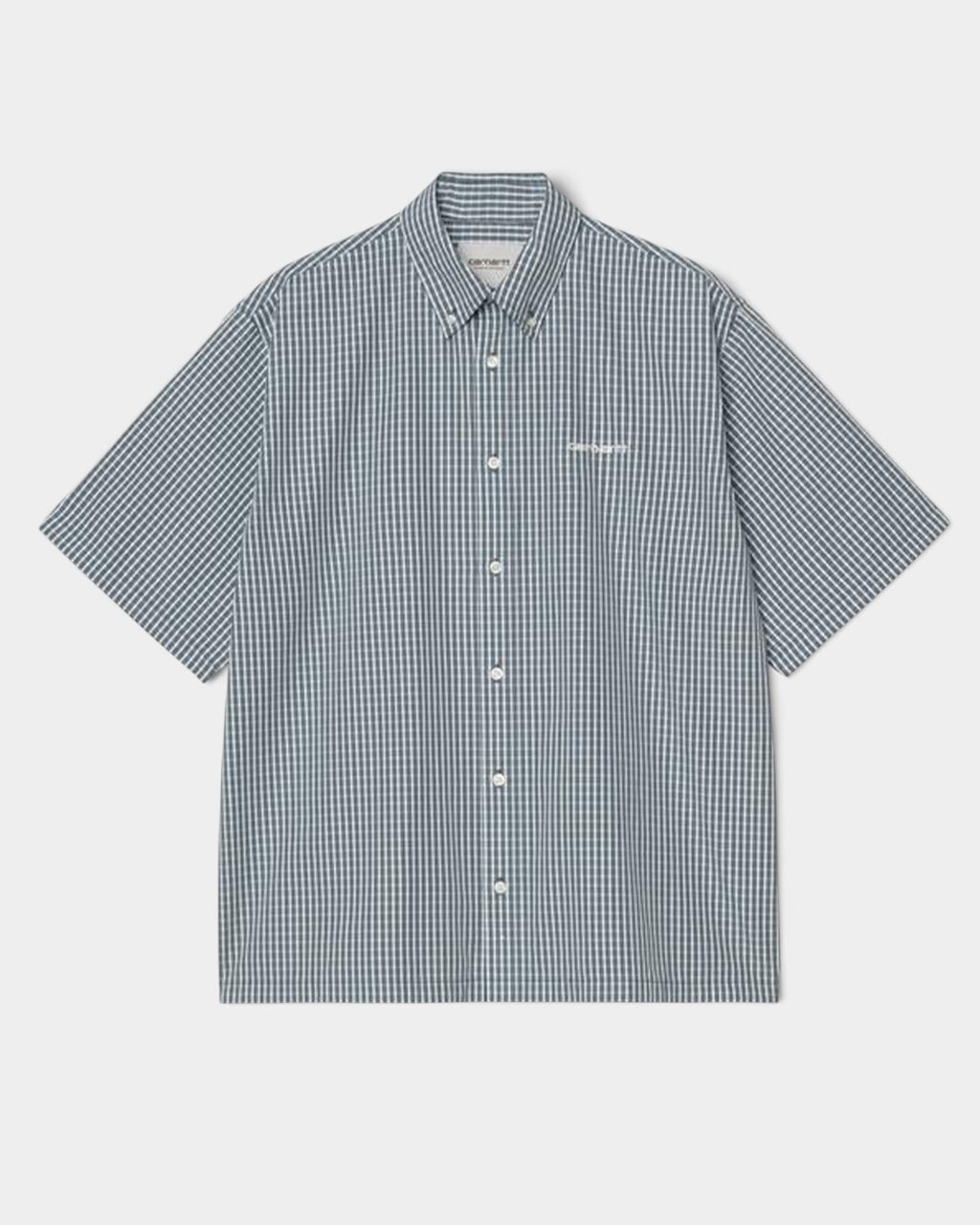 Lockwood Avenue Carhartt Groff short-sleeve shirt in blue yarn-dyed cotton poplin with a button-down collar.