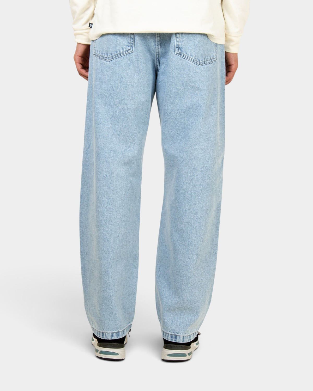 Lockwood Avenue Carhartt Landon loose tapered jeans in bleached blue denim with back pockets and square label