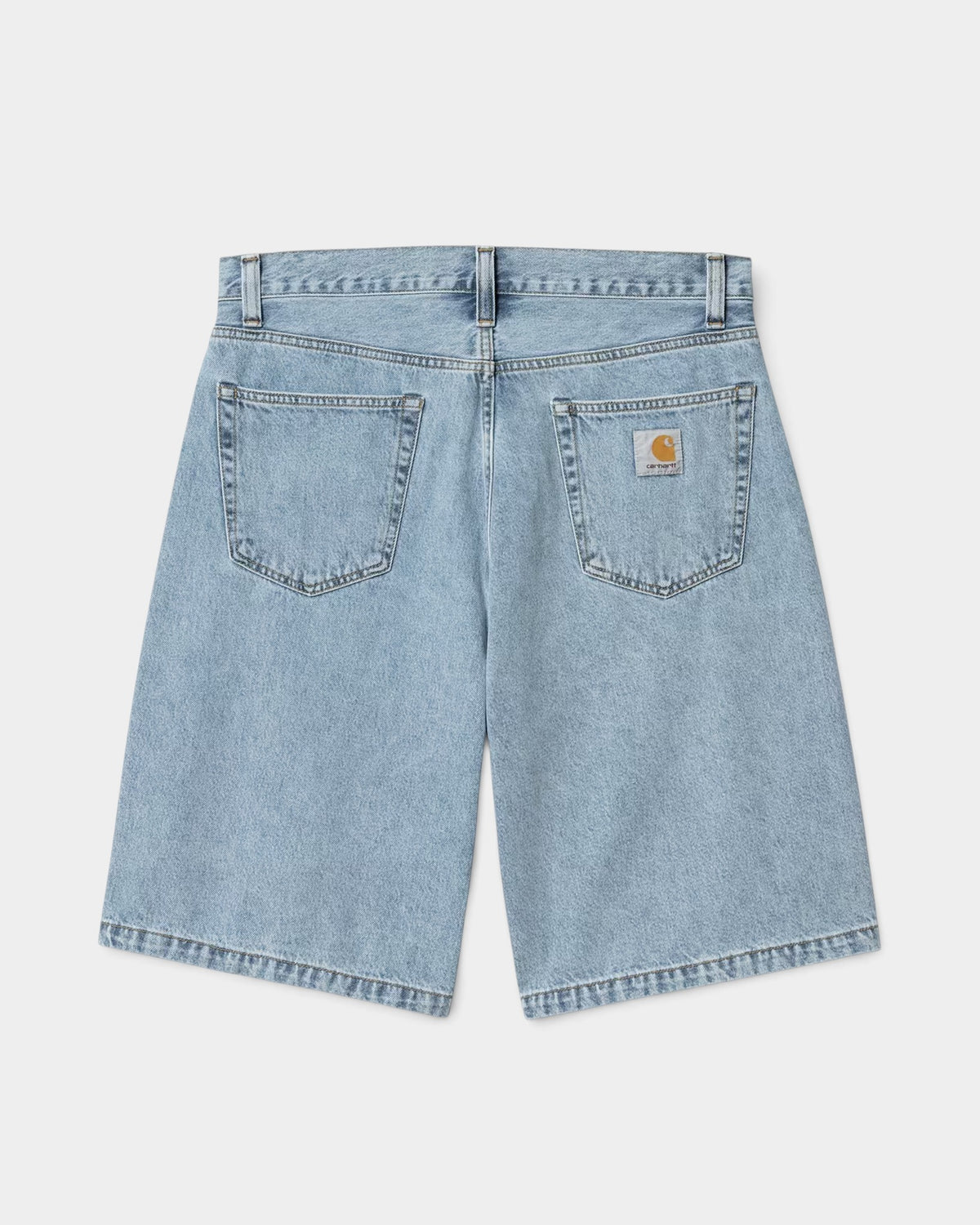 Lockwood Avenue Carhartt Landon denim shorts in bleached light blue with five-pocket design and back square label