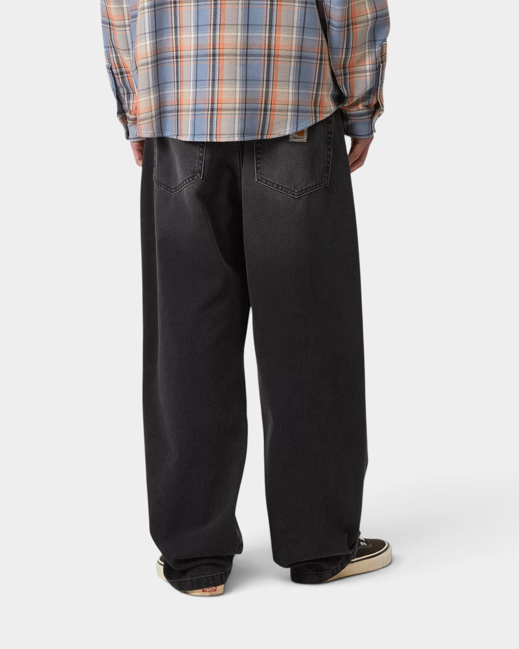 Lockwood Avenue Carhartt Landon pants in faded black Robertson denim with a loose tapered fit and rear square label.