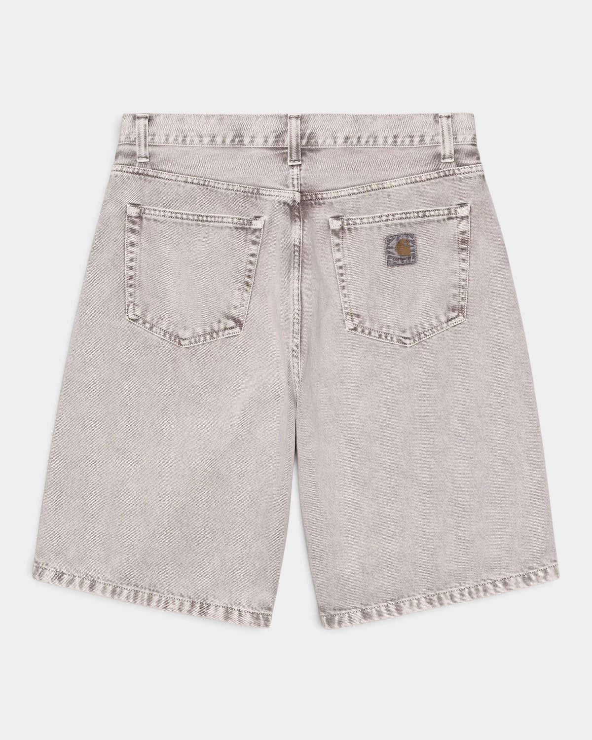 Lockwood Avenue Carhartt Landon denim shorts in shale gray with a faded chalk wash and back pocket logo patch