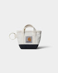 Lockwood Avenue Carhartt mini tote bag keychain in natural canvas with a black base and woven square logo label.