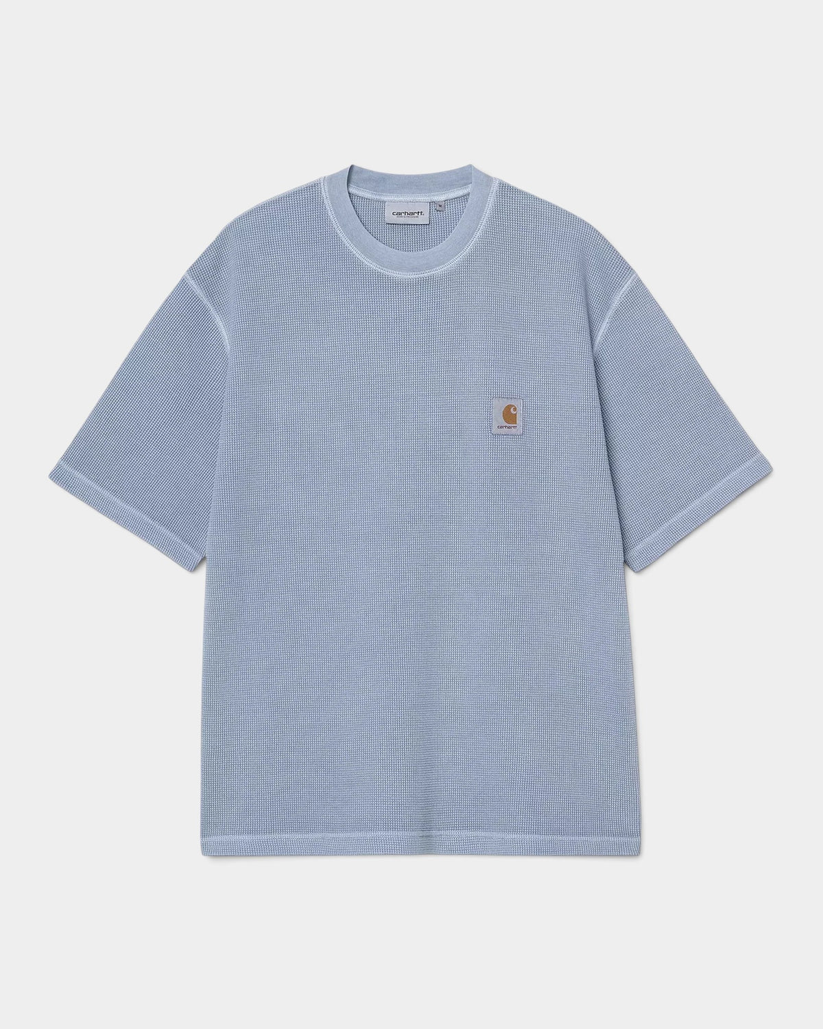 Lockwood Avenue Carhartt Nelson waffle-knit cotton t-shirt in gentle blue with a loose fit and square chest label.