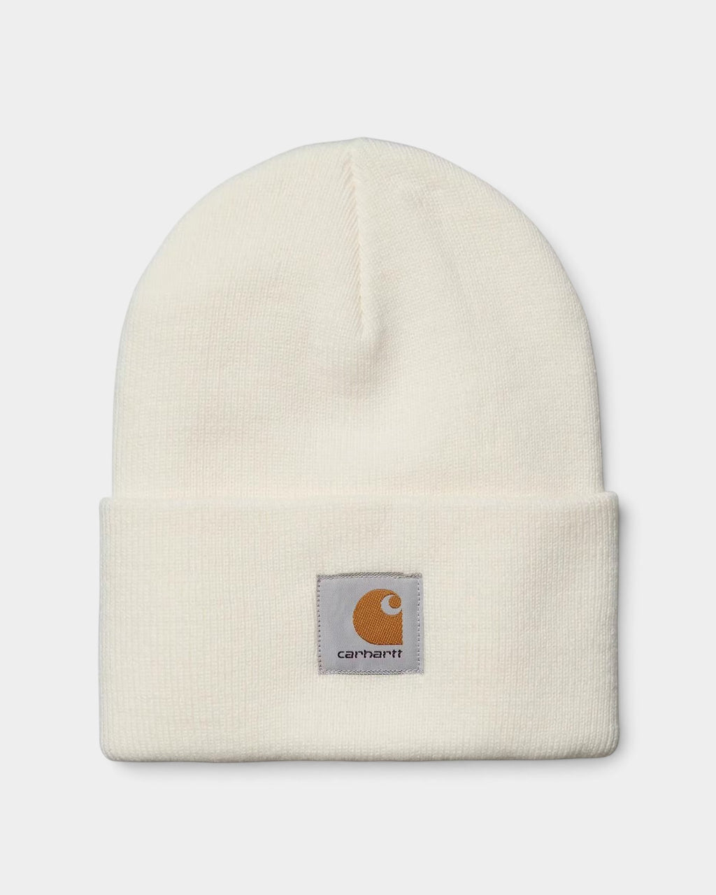 Lockwood Avenue Carhartt acrylic watch beanie in off-white with a ribbed knit texture and front logo patch