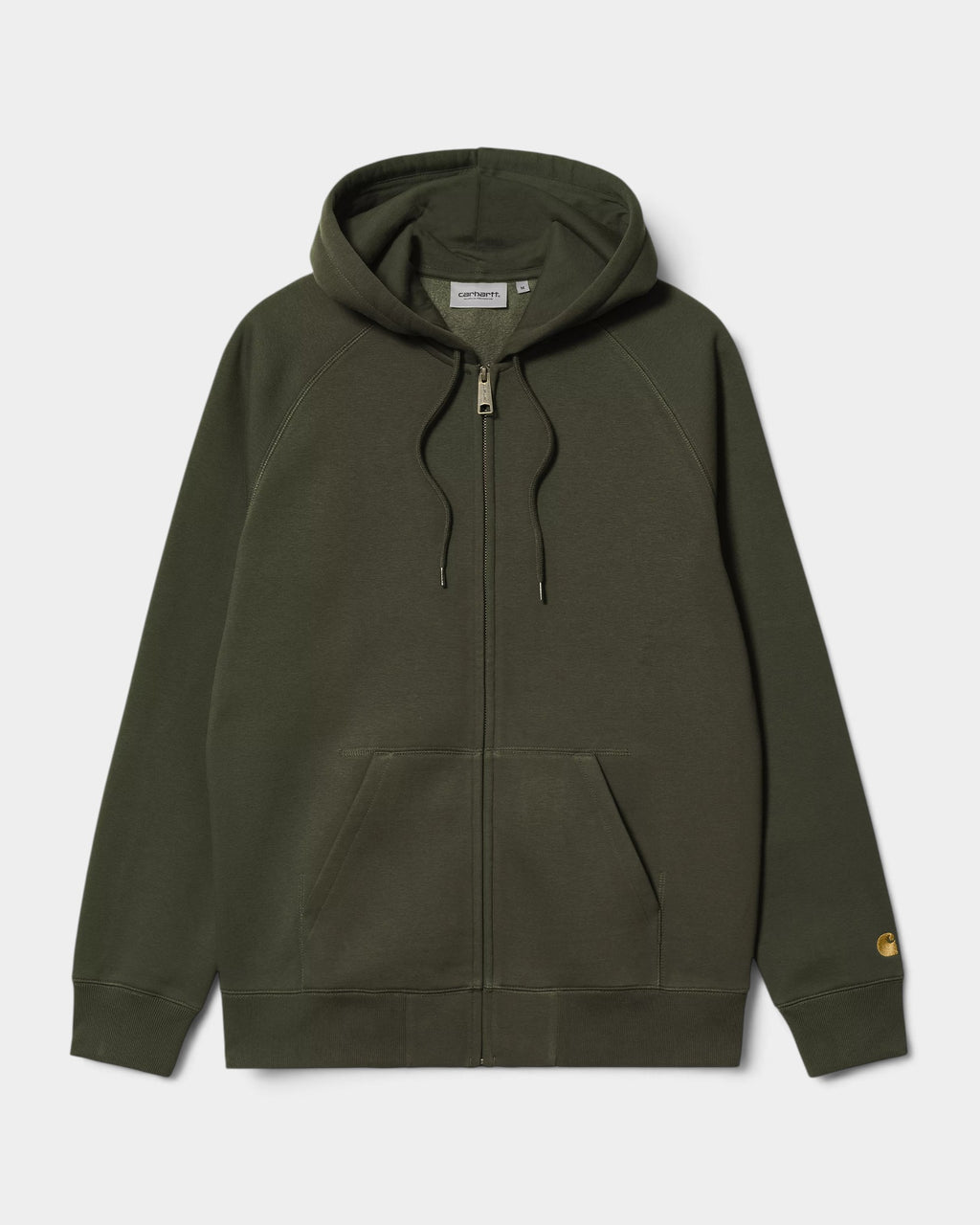 Lockwood Avenue Carhartt Hooded Chase Jacket in olive green polycotton jersey with raglan sleeves and front zip