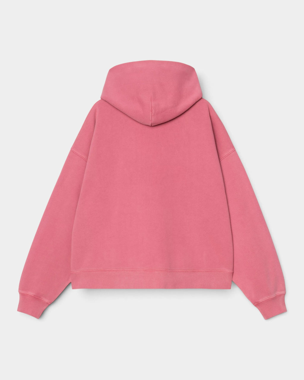 Lockwood Avenue Carhartt Hooded Benton Jacket in dusty pink, back view of loose fit cotton jersey zip-up hoodie.