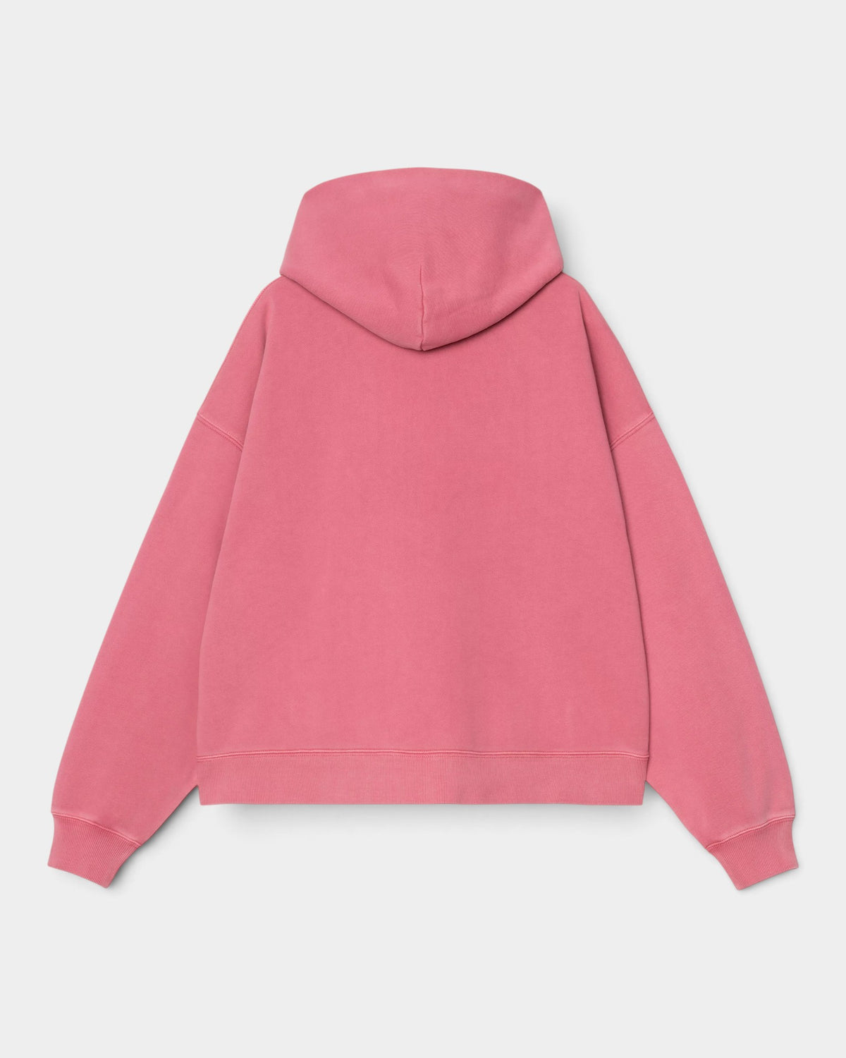 Lockwood Avenue Carhartt Hooded Benton Jacket in dusty pink, back view of loose fit cotton jersey zip-up hoodie.