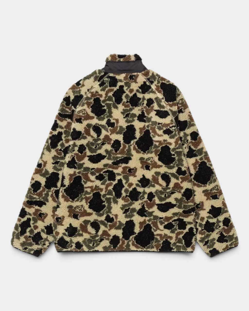 Lockwood Avenue Carhartt Prentis Liner jacket in camouflage polyester pile with a funnel neck and mesh lining.