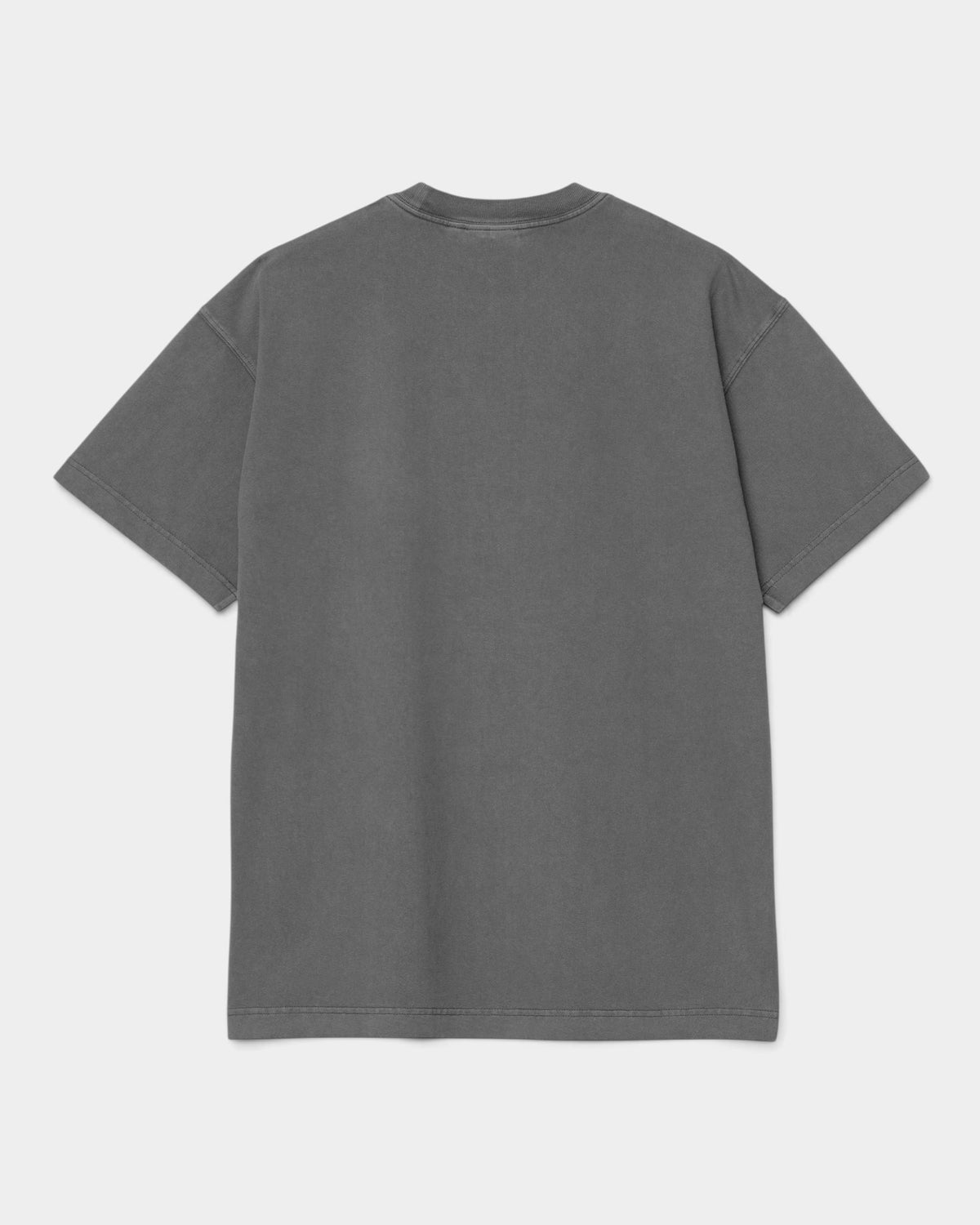 Back view of a Lockwood Avenue Carhartt Vista T-Shirt in a washed grey garment-dyed cotton jersey with a loose fit.