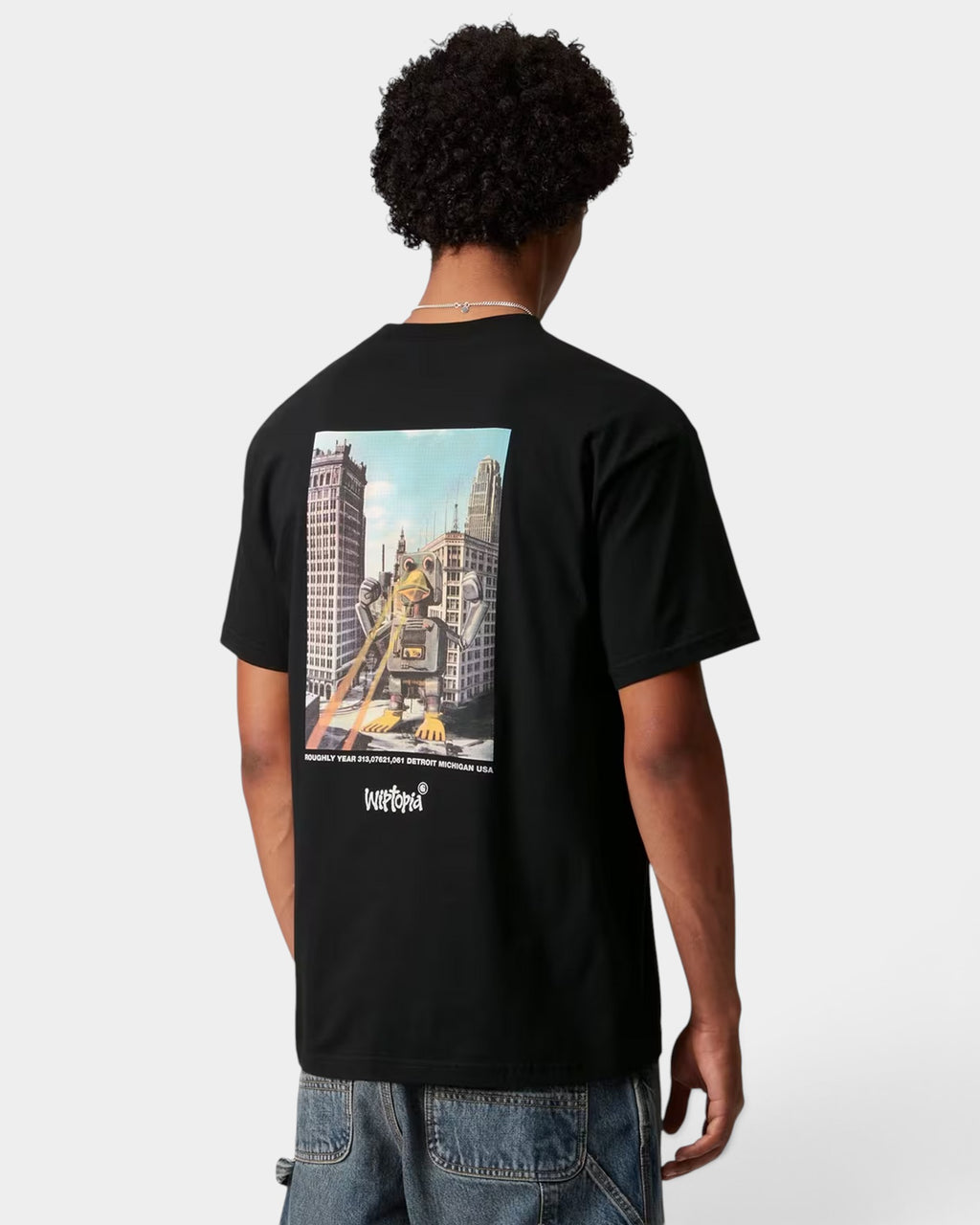 Lockwood Avenue Carhartt WIP black organic cotton t-shirt with a large colorful Wiptopia graphic on the back