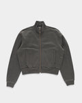 Lockwood Avenue Pop Trading Company charcoal grey garment-dyed cotton full-zip sweatshirt with silver metal zipper