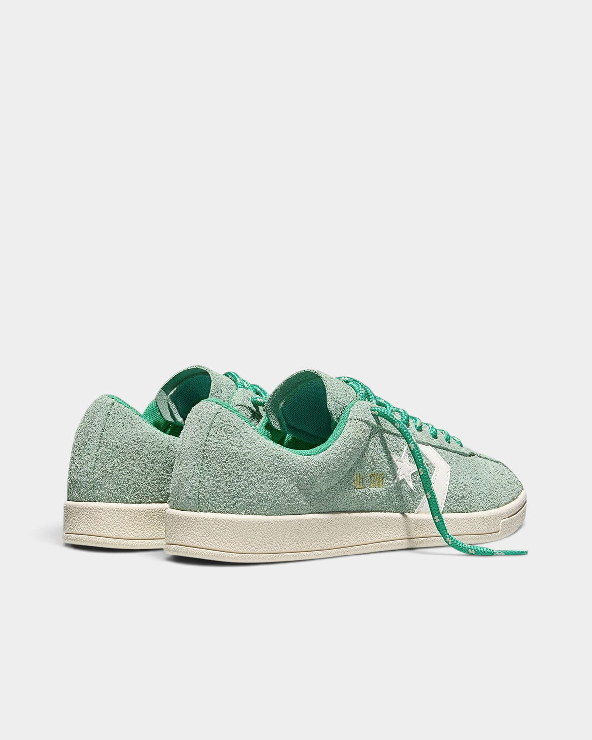 Lockwood Avenue Converse All Star suede low-top sneakers in sage green with a gum sole and white leather accents