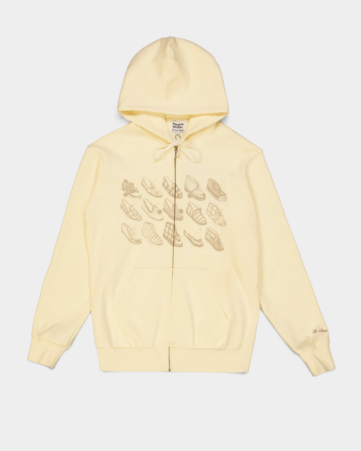 Lockwood Avenue The Loose Company cream heavyweight cotton zip-up hoodie with front slipper graphic print