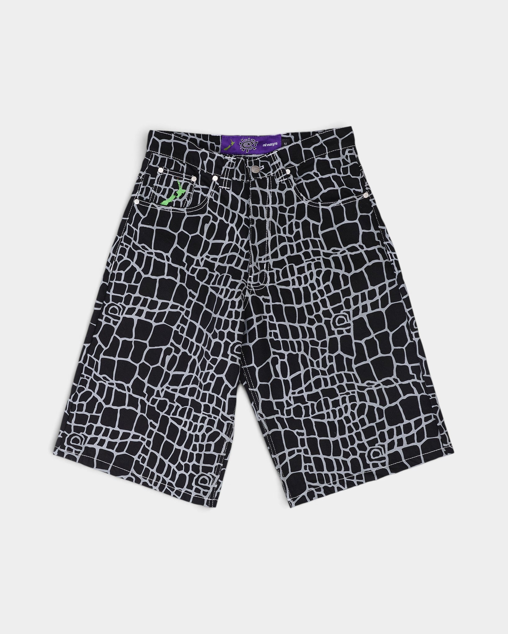 ADWYSD Croc Print Denim Shorts - Black – Lockwood Avenue